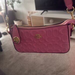Coach Fuchsia Embossed Shoulder Bag